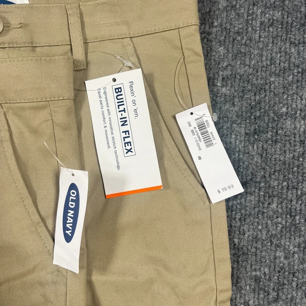 Old Navy Built in Flex Chino Shorts‎ Kids 8 Beige Stretch Mid Rise Lot of 2